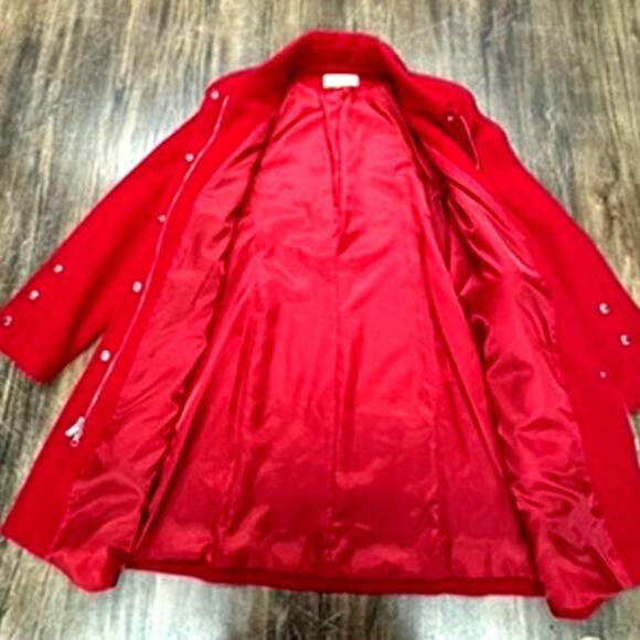 MICHAEL Michael Kors 100% Red Wool Coat, Snap, Zipper, Size 14 Womens - Picture 5 of 16
